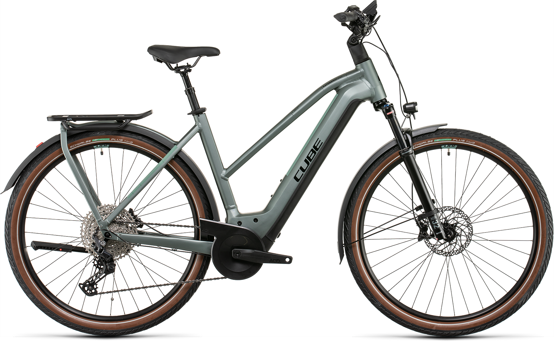 Bild von Fahrrad CUBE Kathmandu Hybrid EXC 750 silvergreen´n´black Trapeze (2022) E-Bikes